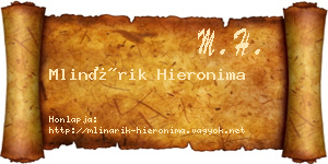 Mlinárik Hieronima névjegykártya